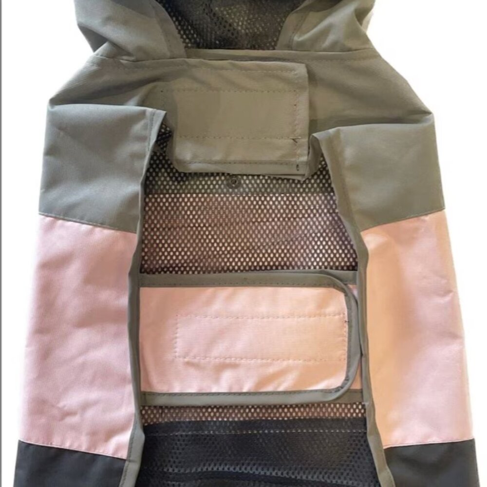 Eddie Bauer Pet Waterproof Dog Windbreaker - Size Medium, Pink/Gray Hooded Rain - Picture 10 of 12